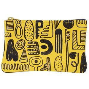 Danielle Wright Yellow Glyph Leather Print Wallet